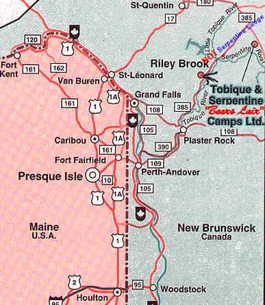 Welcome to Tobique & Serpentine 'Bears Lair' Camps Ltd., (<u>NOT</u> Serpentine Lodge snowmobile camp)